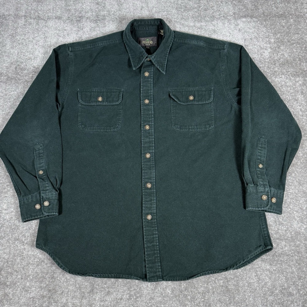 Redhead Shirt‎ Men's Large Green Chamois Flannel Long Sleeve Button Up